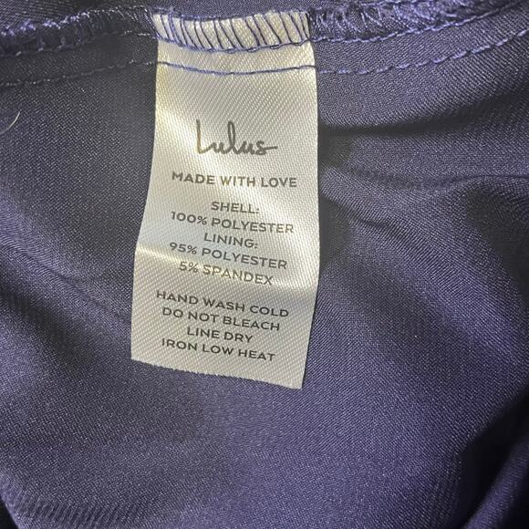 Lulus Navy Floral Midi Dress M Romantic Cottagecore Garden Party Slit cocktail - Picture 10 of 11